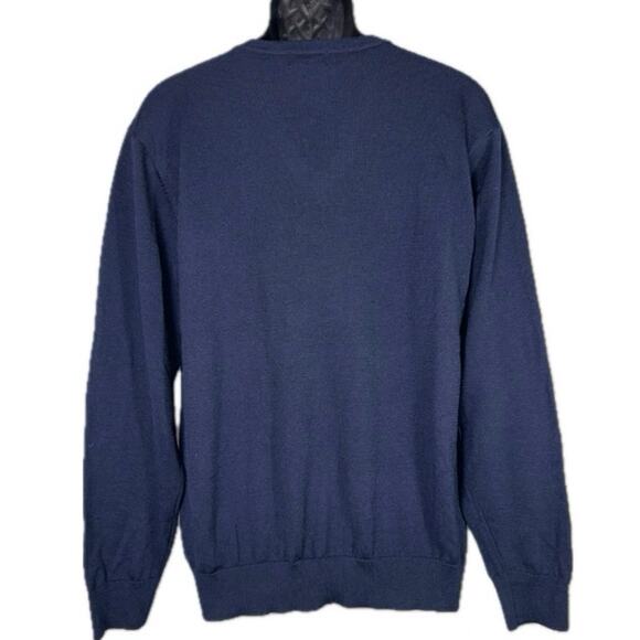 Lot of 2 Fields Classics Mens Large 100% Soft Wool Green Navy Sweater Washable - Picture 6 of 10